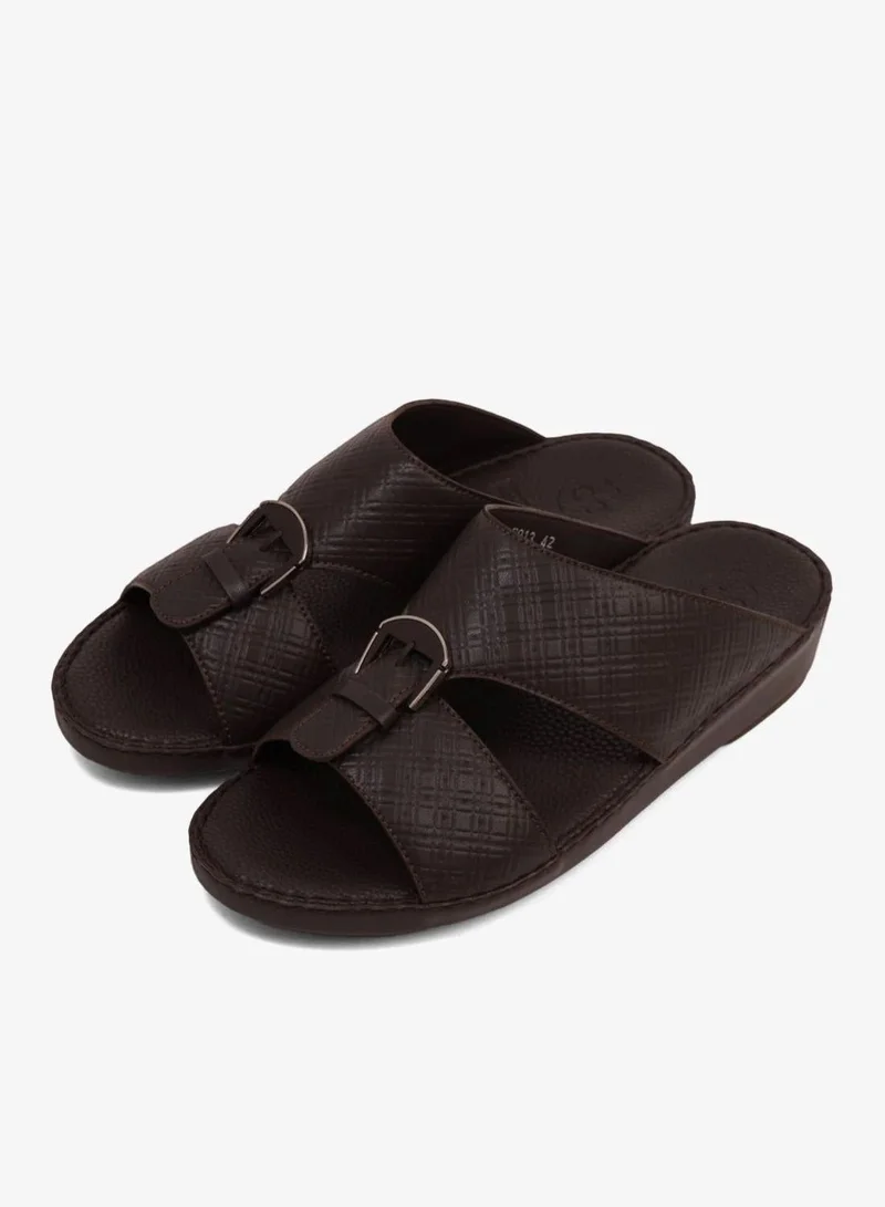 Comfort Plus COMFORT PLUS MEN'S CUSHIONED LEATHER SLIP-ON SANDALS BROWN